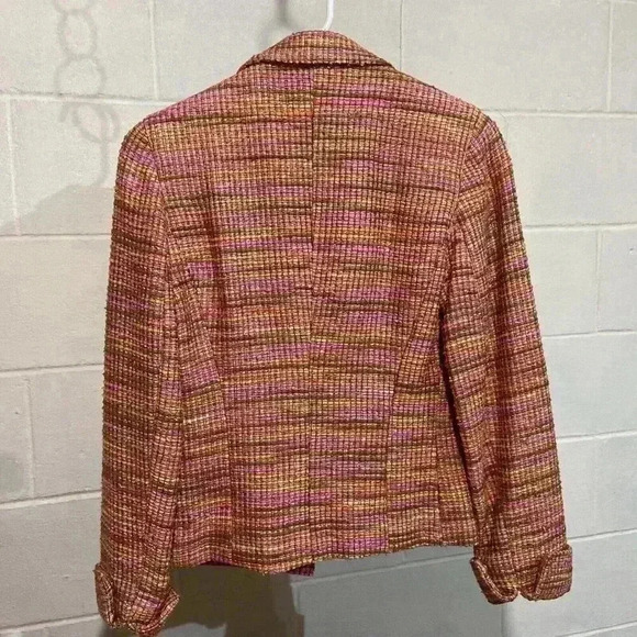 VTG Doncaster DD Women's Open Front Silk Blend Tweed Blazer Jacket 2 Pink - Picture 3 of 8
